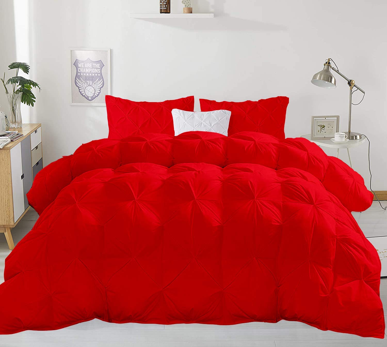 Luxury 500 GSM Pinch Pleated Twin XL Comforter Set - 5 Piece (Comforter + 4 Pillowcases) | 1000 Series Premium Egyptian Cotton | Ultra Soft & Breathable | Perfect for Guest Rooms, Dorms & Cozy Bedrooms