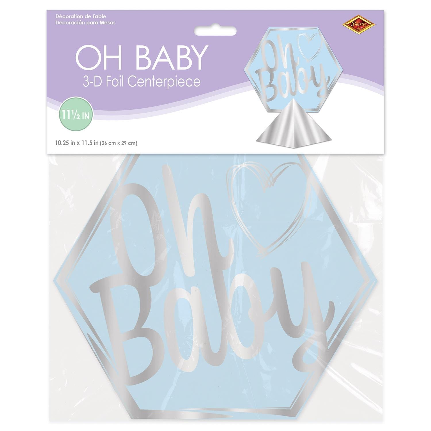 12-Pack Beistle 3D Foil Oh Baby Centerpieces for Boy Baby Showers - Perfect for Gender Reveal Parties, Nursery Decorations & Newborn Celebrations