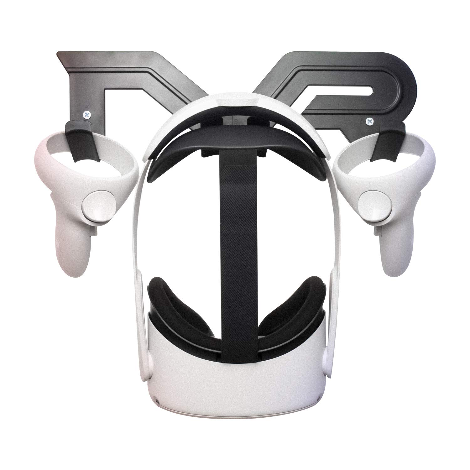 CNBEYOUNG VR Headset Wall Mount Storage Stand Hook - Compatible with Meta Quest 2/3 Pro, Valve Index, PSVR 2, HTC Vive, Pico 4, Pimax - Organize VR Headsets & Controllers (Black) - Perfect for Gaming Rooms & VR Setup Organization