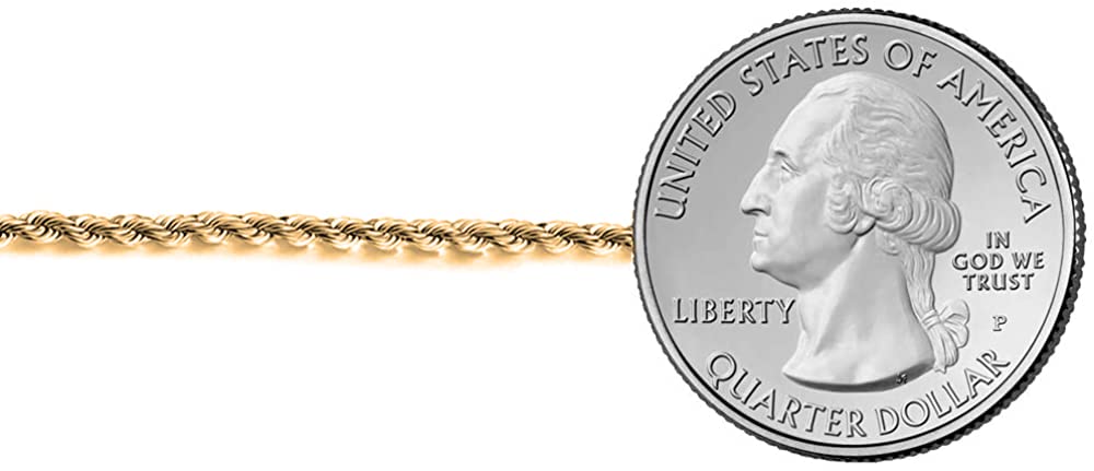 10K Solid Gold Italian Rope Chain Necklace 1.5mm - 10 Karat Real Gold Jewelry for Women & Men - Made in Italy - Perfect for Gifts, Anniversaries & Everyday Luxury Wear
