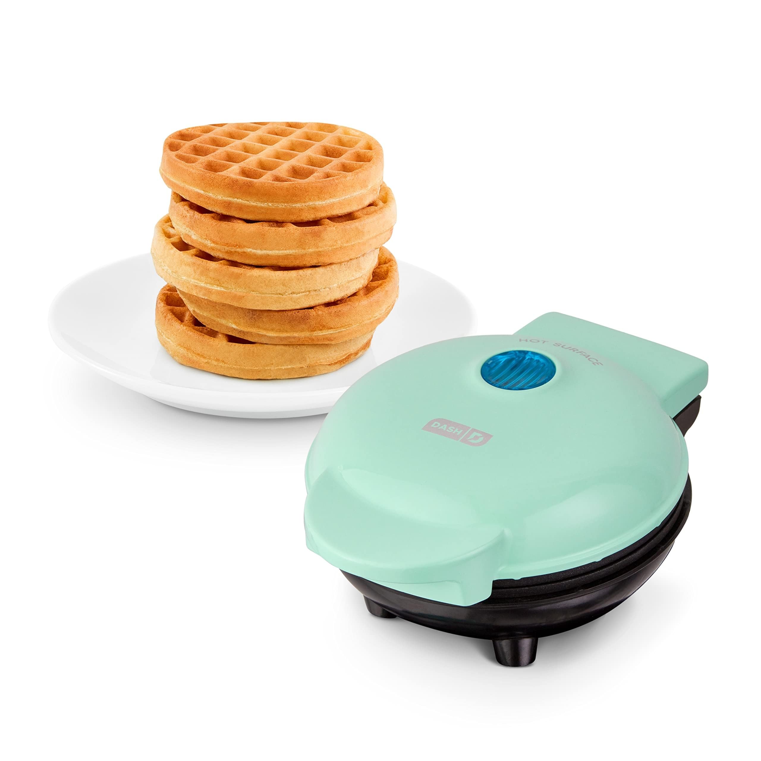 Mini Waffle Maker for Single Waffles, Hash Browns & Keto Waffles - 4 Inch Non-Stick Surface, Easy to Clean - Perfect for Breakfast, Snacks & Low-Carb Diets (Orange, Aqua)