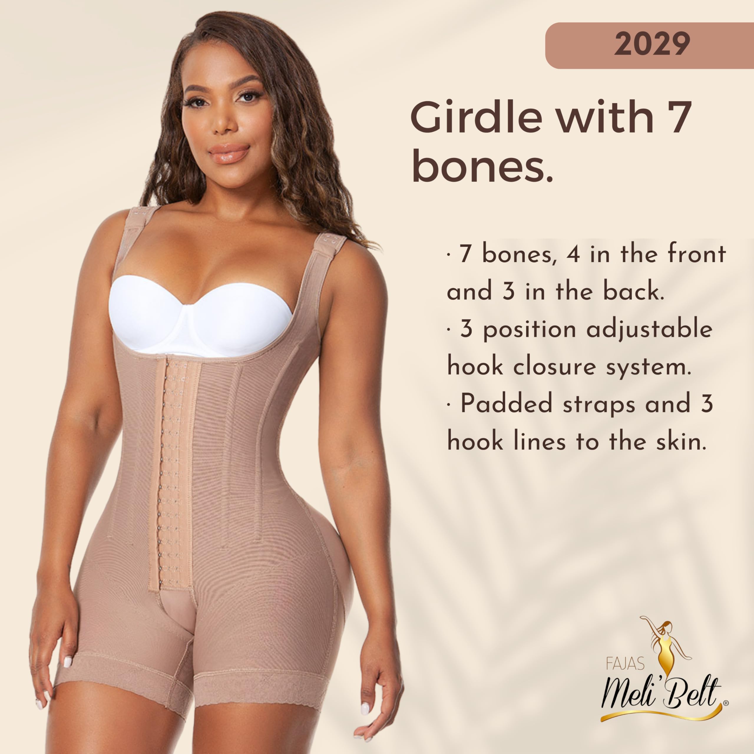 Melibelt 2029 Colombian Shapewear for Women - High Compression Fajas Reductoras with 7 Bones - Waist Trainer & Body Shaper for Postpartum, Weight Loss & Everyday Wear