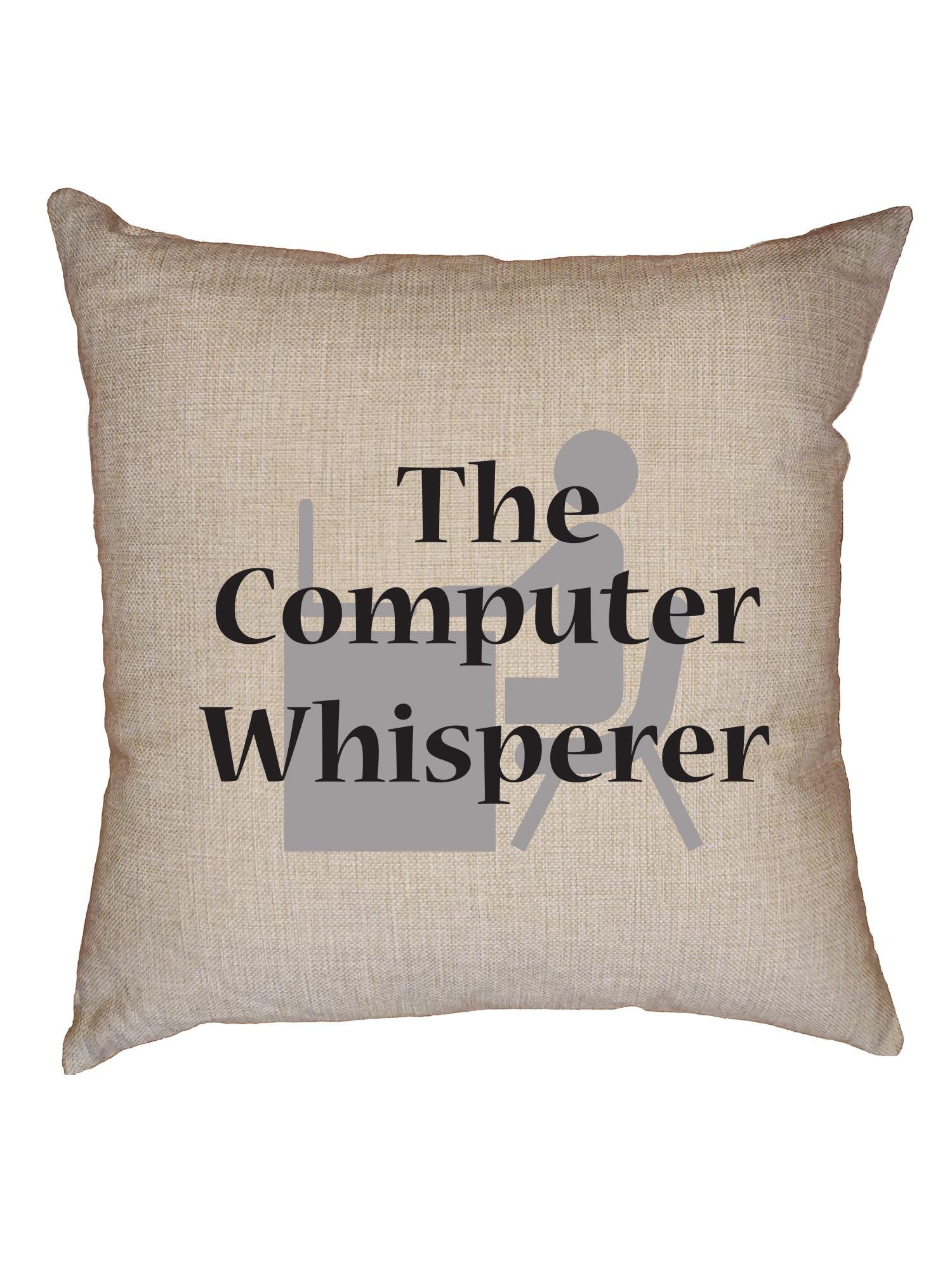 Funny IT Computer Support Decorative Linen Throw Pillow Cover - The Computer Whisperer Hollywood Thread Design - Perfect for Office Decor, Tech Gifts & Home Accessories