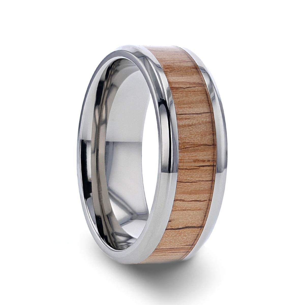 Rubra Men's Titanium Ring with Red Oak Wood Inlay - 8mm Comfort Fit Lightweight Wedding Band for Men - Perfect for Engagements, Weddings & Everyday Wear