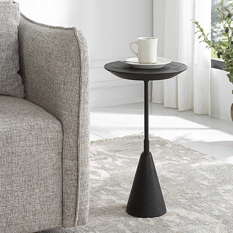 Midnight Black Accent Table - 13 x 23 Inch Small Side Table for Living Room, Bedroom & Office - Perfect for Lamps, Decor & Storage