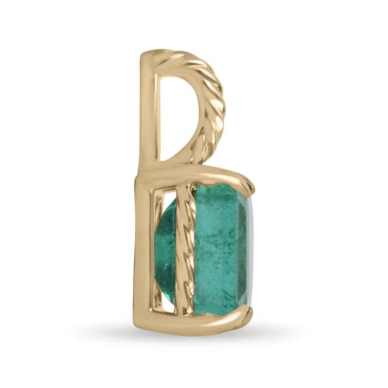 2.40ct 14K Blue-Green Solitaire Emerald Rope Scroll Four Prong Pendant Necklace for Women - Elegant Jewelry Gift for Birthday, Anniversary & Special Occasions