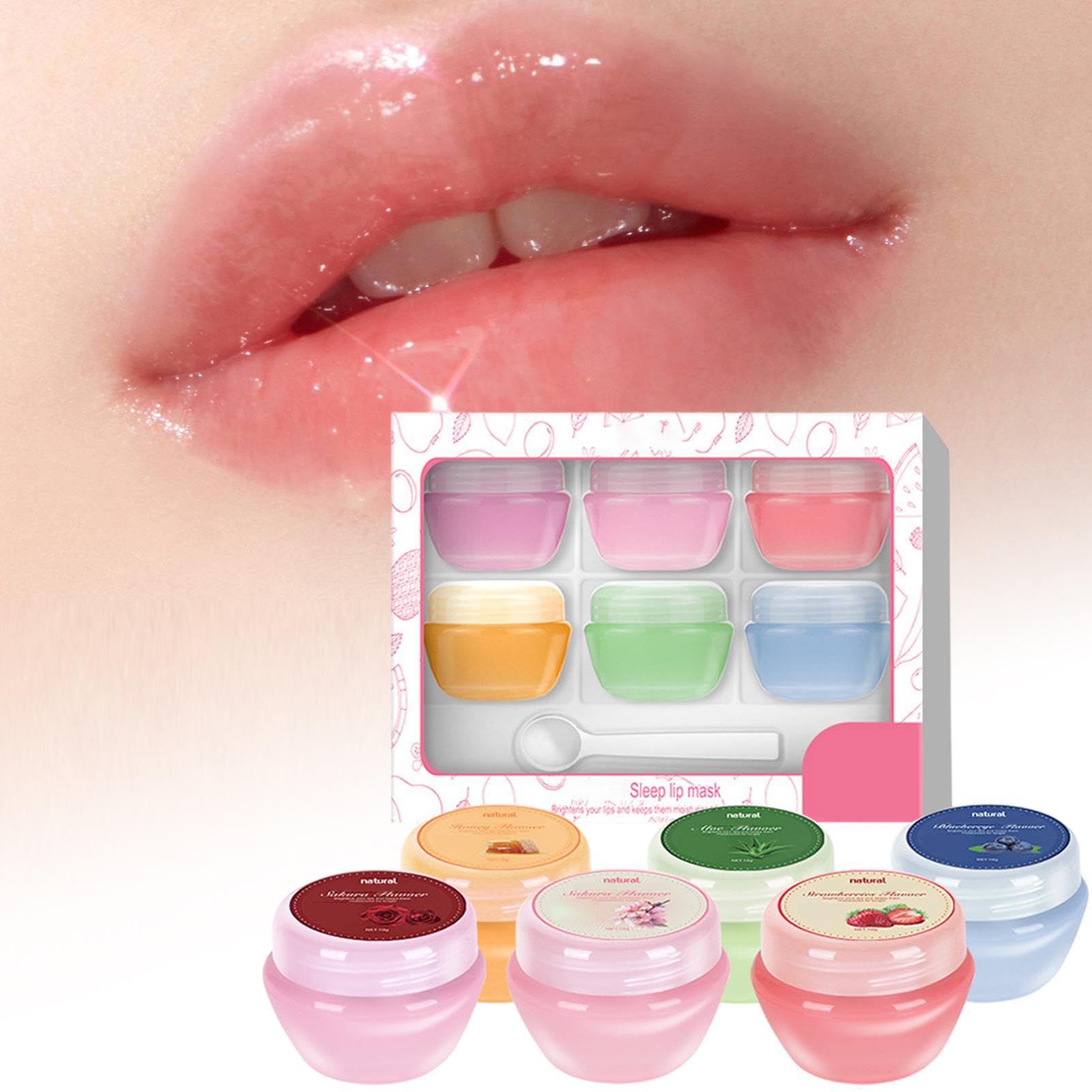 Natural Lip Balm Set - 6 Pack Moisturizing & Nourishing Lip Care with Plant Ingredients | Hydrating Lip Treatment for Dry Lips | Perfect for Work, School, Travel, Dates & Overnight Use