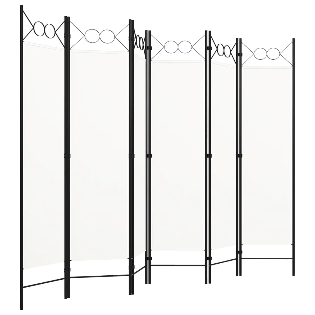6-Panel White Room Divider Screen - 94.5