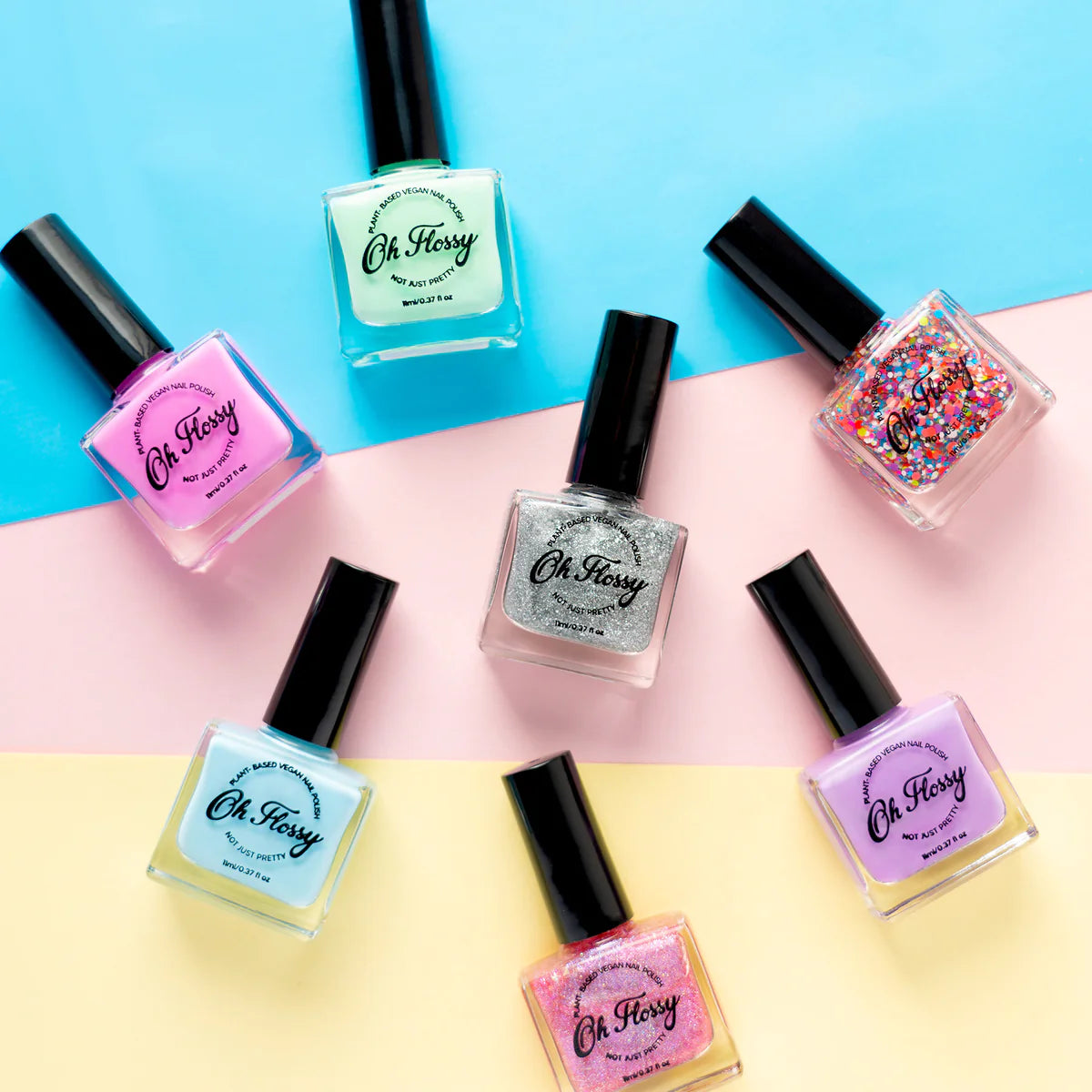 Oh Flossy Kids Non-Toxic Nail Polish Set - 12 Vibrant Colors, Water-Based & Safe for Children - Perfect for Birthday Parties, Playdates & DIY Nail Art Fun