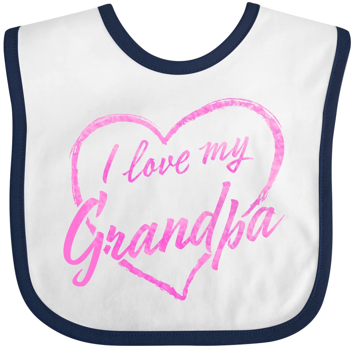 Inktastic I Love My Grandpa in Pink Chalk Heart Baby Bib - Soft Cotton Drool Bib for Infants & Toddlers - Perfect for Feeding Time, Daycare, and Special Occasions