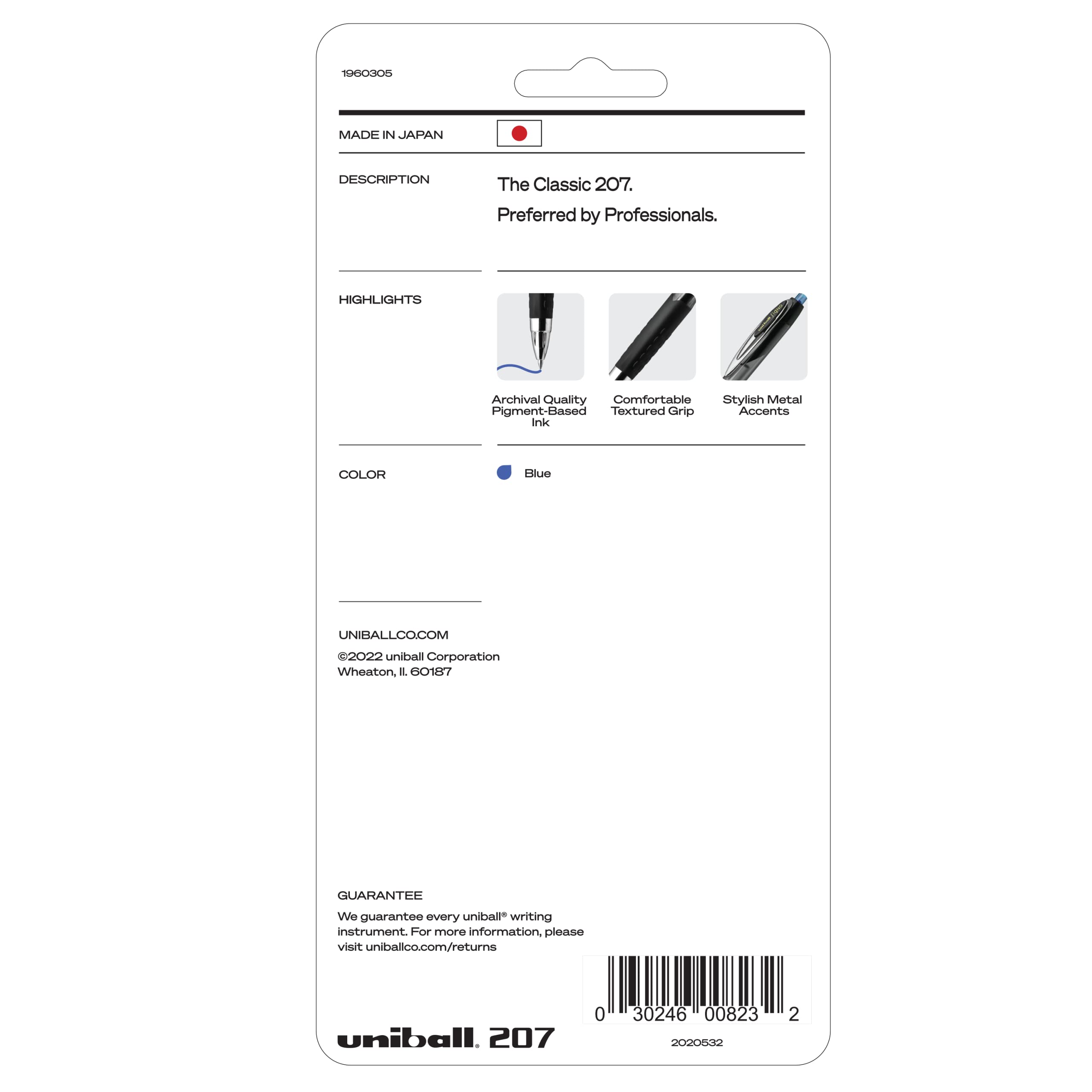 uni-ball 207 Retractable Gel Pens - 0.5mm Micro Point Fine Tip - Pack of 5 Blue Gel Ink Pens - Smooth Writing for Office, School & Note Taking