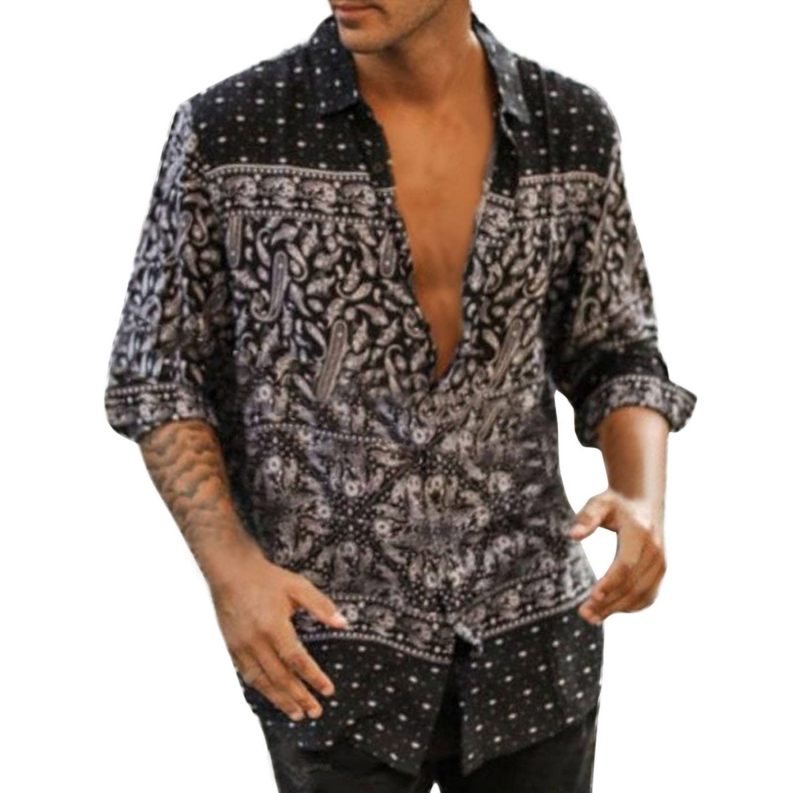 Men's Long Sleeve Button Down Pajama Shirts - Comfortable Sleepwear & Lounge Wear for Relaxing at Home