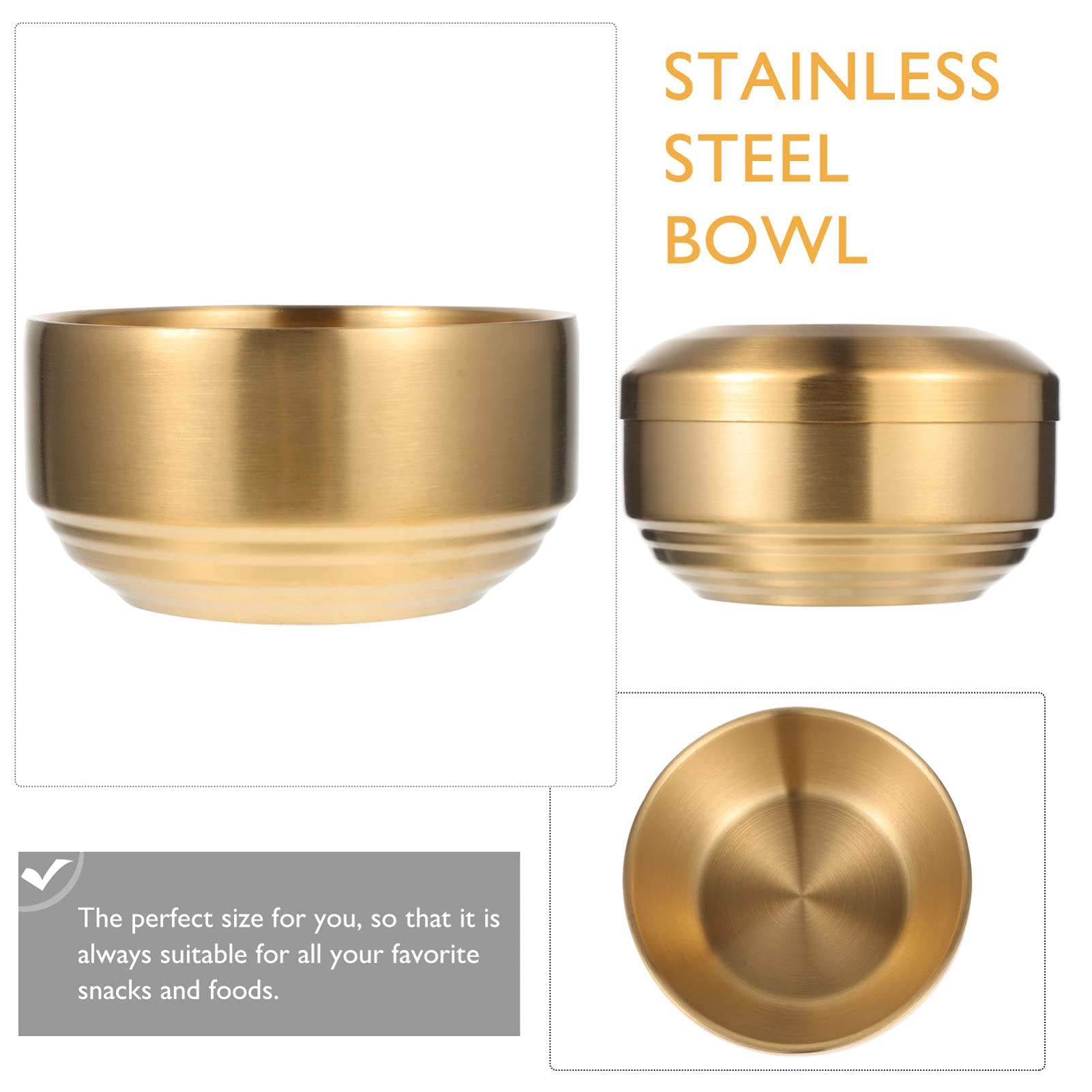 Happyyami Stainless Steel Rice Bowl with Lid for Kids & Adults - Non-Slip Bottom, Easy to Clean - Perfect for Soup, Snacks, School Lunches & Outdoor Picnics