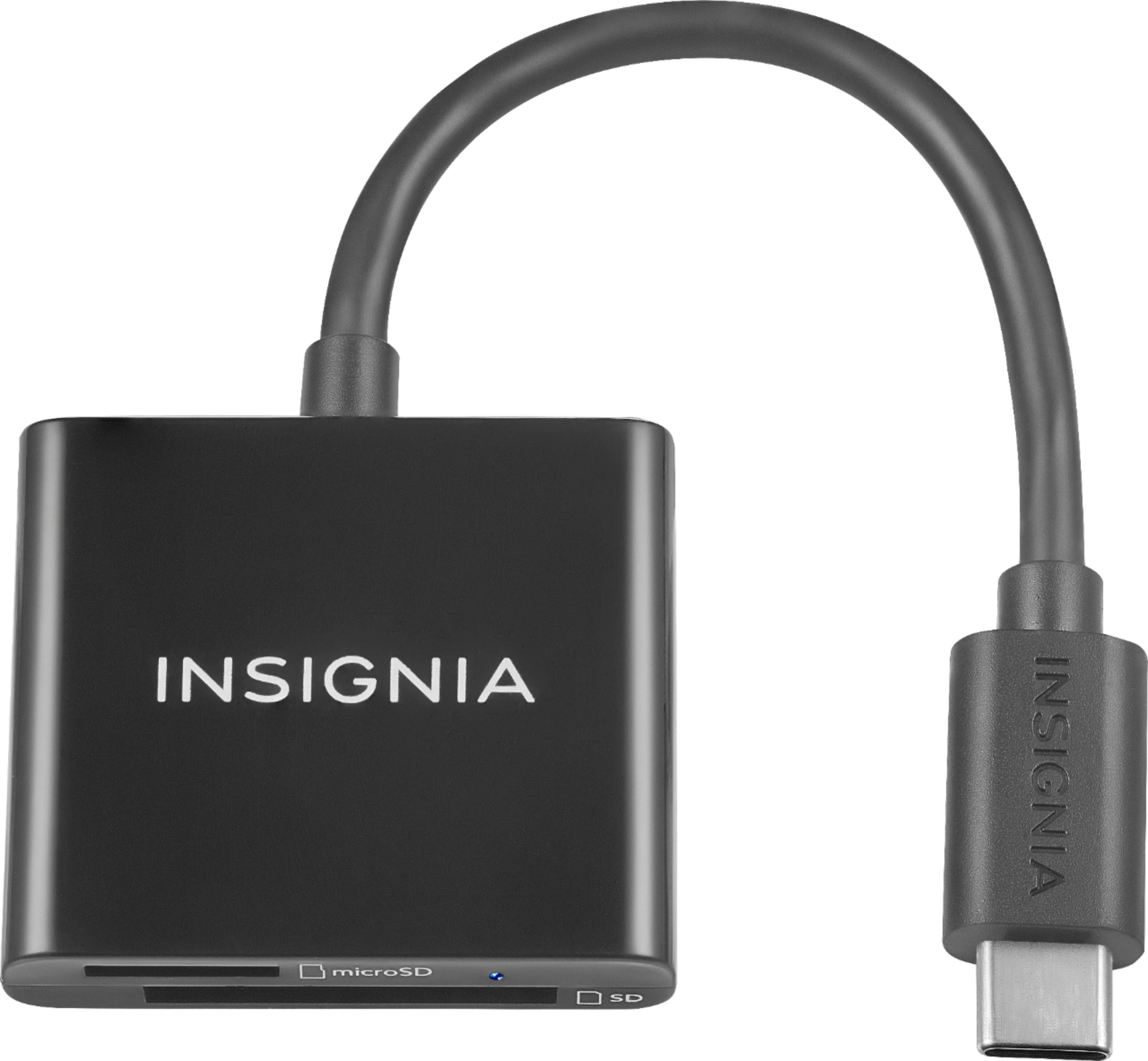Insignia NS-MCR17TYPC USB Type C Card Reader - High-Speed SD/Micro SD Memory Card Adapter for MacBook, iPad Pro, Galaxy (Black) - Perfect for Photographers, Videographers & Content Creators