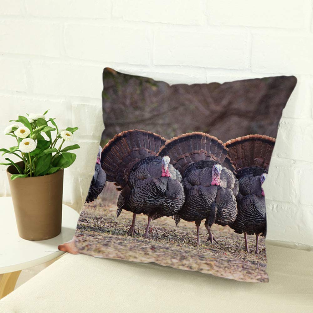 Premium Cotton Linen Pillow Covers 18x18 Inches - Turkey Hunting Themed Decorative Throw Pillow Cases for Couch, Sofa & Bed - Perfect for Rustic Cabin, Lodge & Hunting Cabin Home Decor