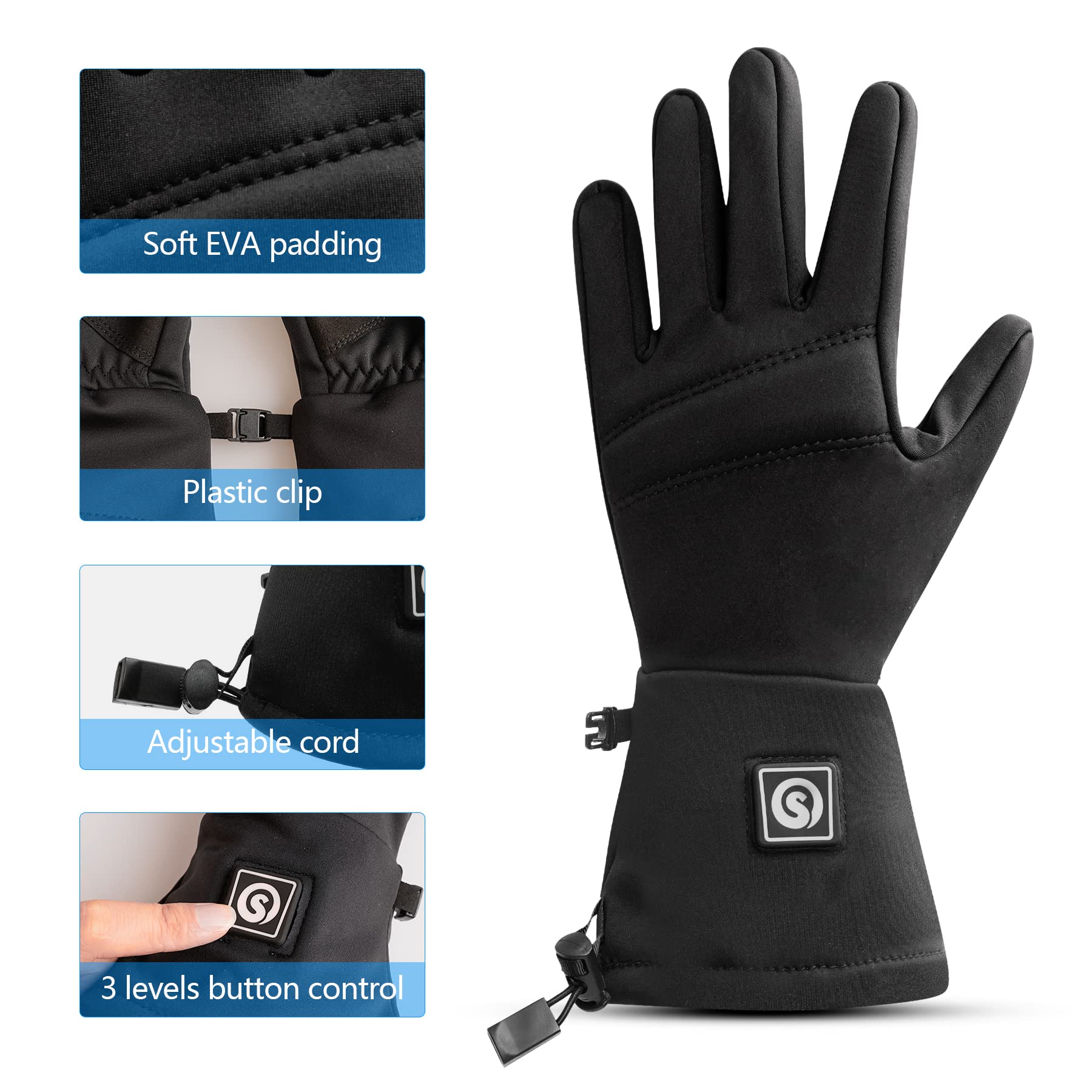 DAY WOLF Heated Glove Liners - Rechargeable Electric Hand Warmers for Men & Women - Winter Sports Gear for Snow Biking, Skiing, Cycling, Hunting & Snowboarding - Stay Warm in Cold Weather Outdoor Activities