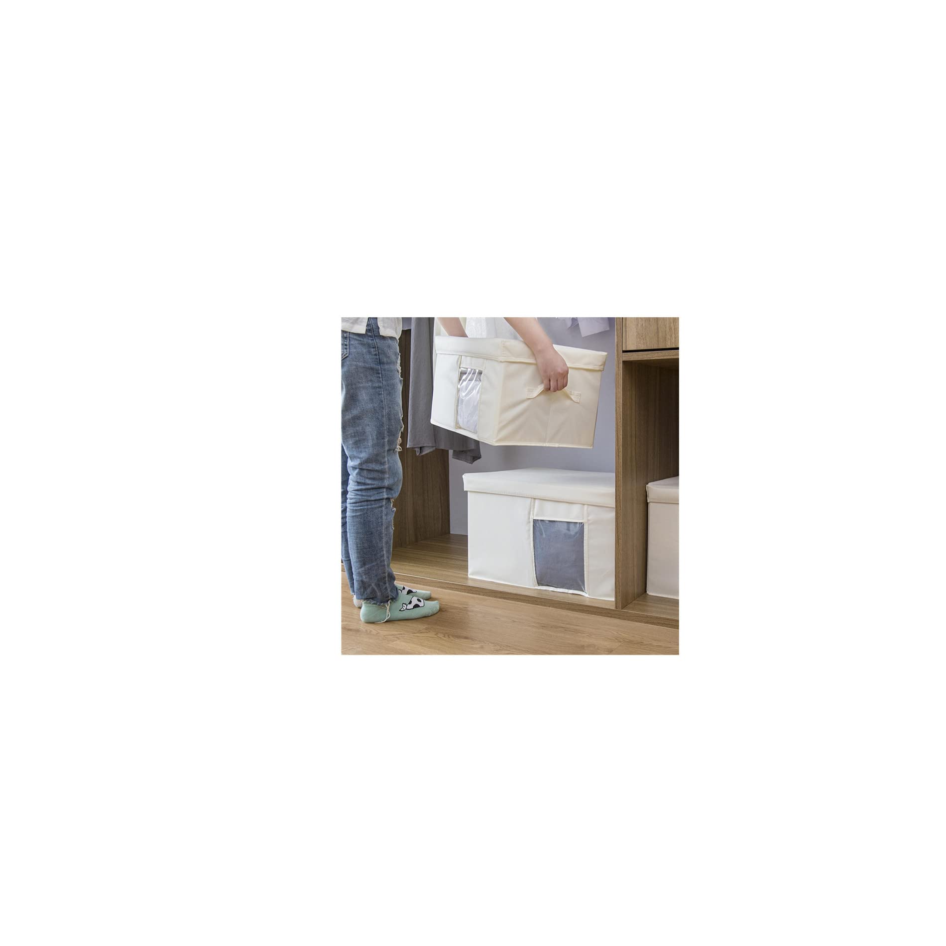 Foldable Fabric Storage Bins with See-Through Window & Durable Handles - Closet Organizers for Clothes, Toys & Household Items - Perfect for Bedroom, Nursery & Travel Organization