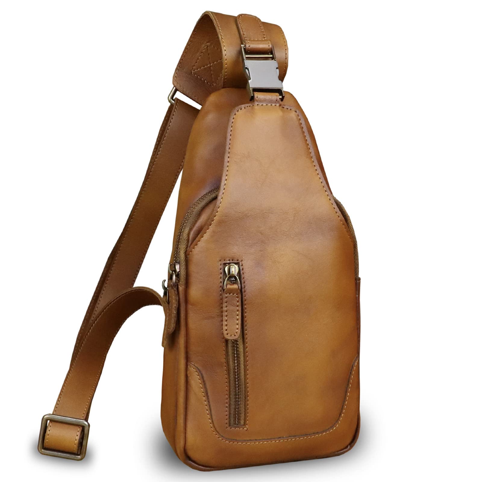 LRTO Genuine Leather Sling Bag for Men & Women - Real Leather Crossbody Backpack Shoulder Purse - Perfect for Travel, Work & Daily Commute