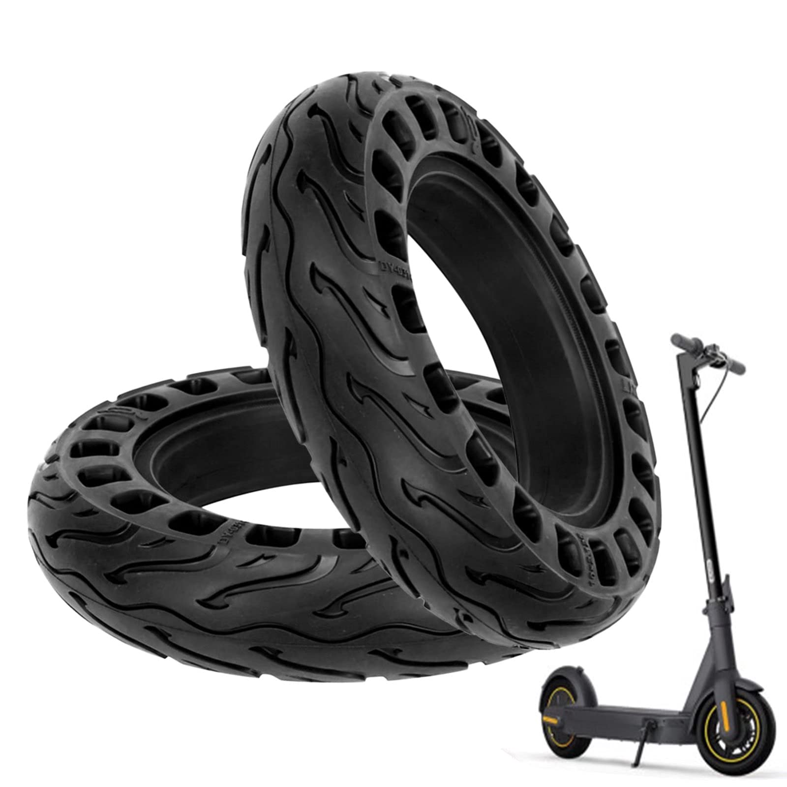 10x2.125 Inch Solid Scooter Tires - Never Flat High Elastic Replacement Wheels for Electric Scooters (2 Pack) - Perfect for Commuting, Urban Travel and Last-Mile Transportation