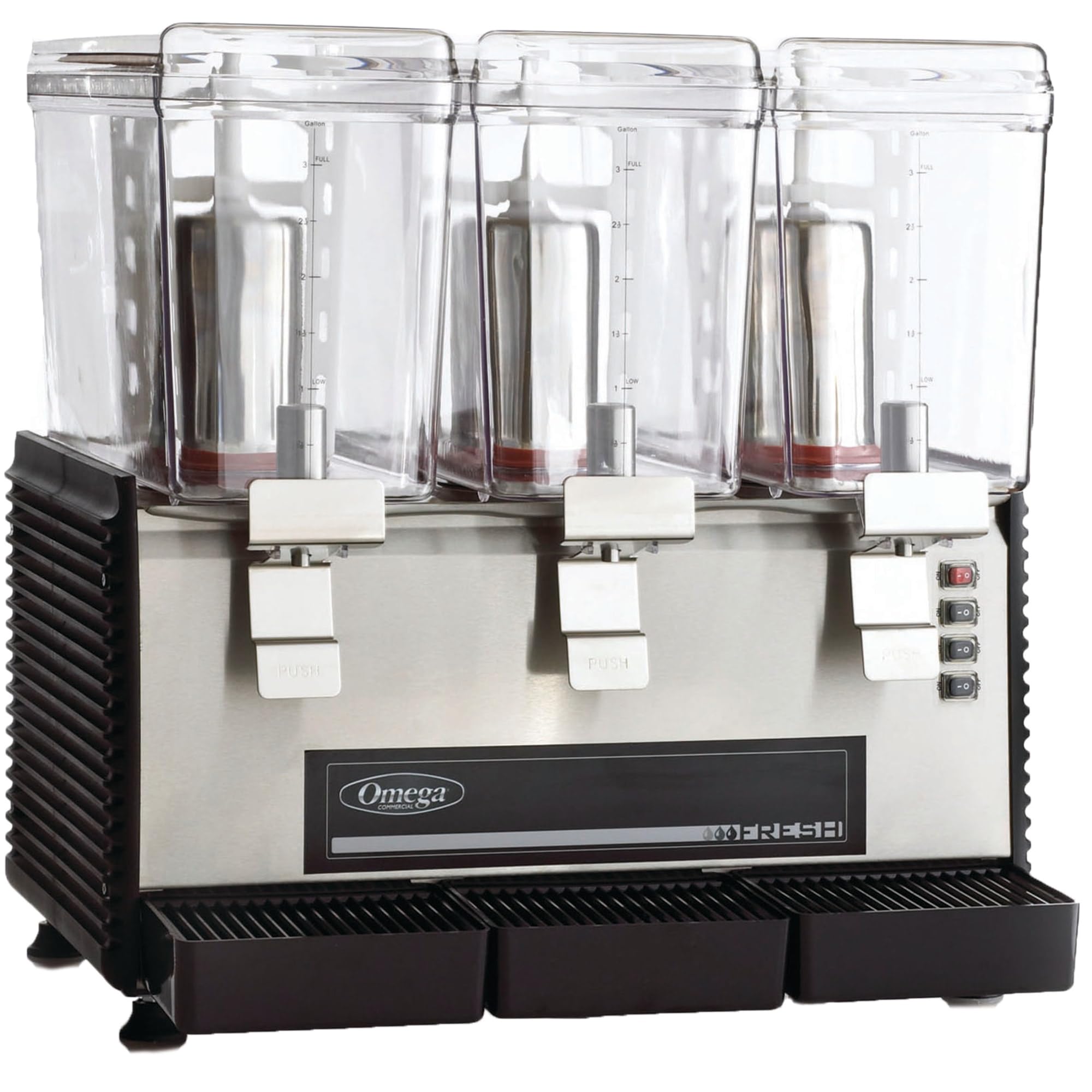 Omega OSD30 Commercial 1/2 HP Drink Dispenser with 3-Gallon Containers - Perfect for Restaurants, Cafes, and Catering Services