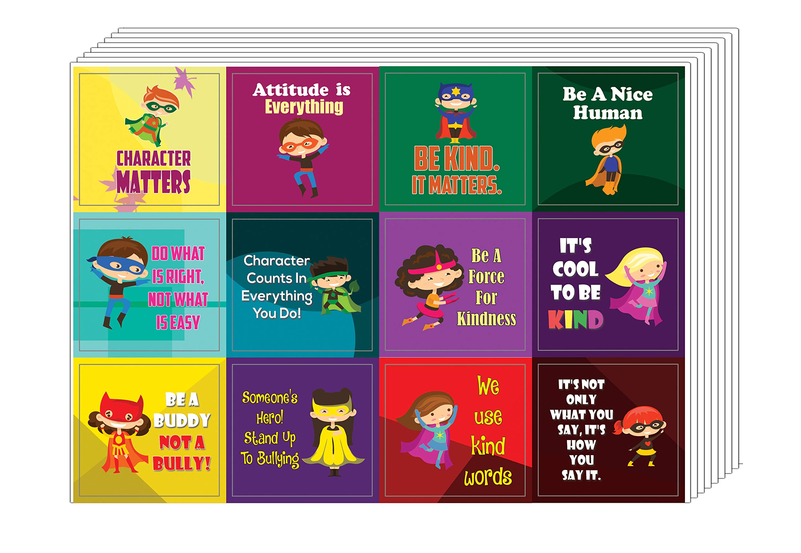 Creanoso Character Matters Motivational Stickers (20-Sheet Pack) - Bulk Assorted Positive Note Stickers for Graduation, Birthday Gifts & Special Occasions - Perfect for School Rewards, Student Encouragement & Classroom Activities - Great for Planners, Journals & DIY Projects