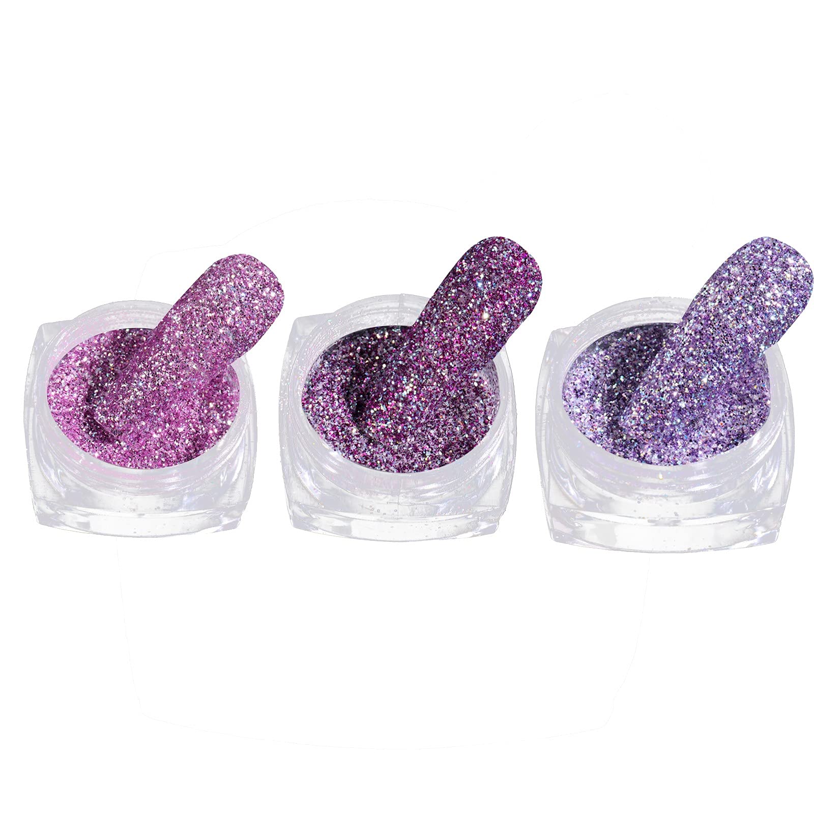 3 Colors Glitter Nail Powder - Diamond Nail Art Powder for Manicure, Shiny Crystal Nail Decorations, Colorful Laser Nail Art Supplies (#09) | Perfect for Nail Salons, DIY Home Manicures & Party Nail Designs