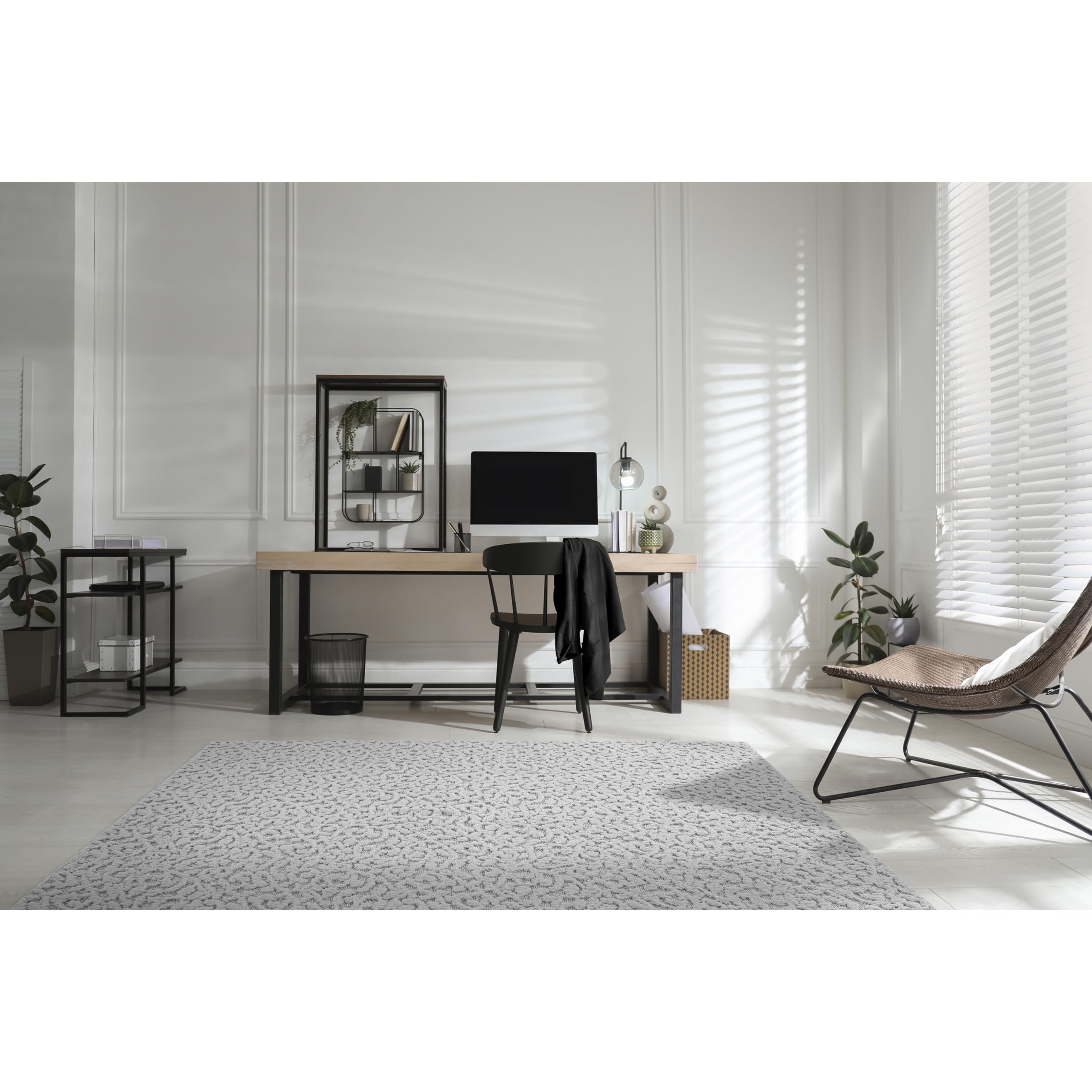 Garland Rug Ivy 4x6 Feet Silver Area Rug - Soft Non-Slip Living Room Rug for Bedroom, Dining Room & Home Decor