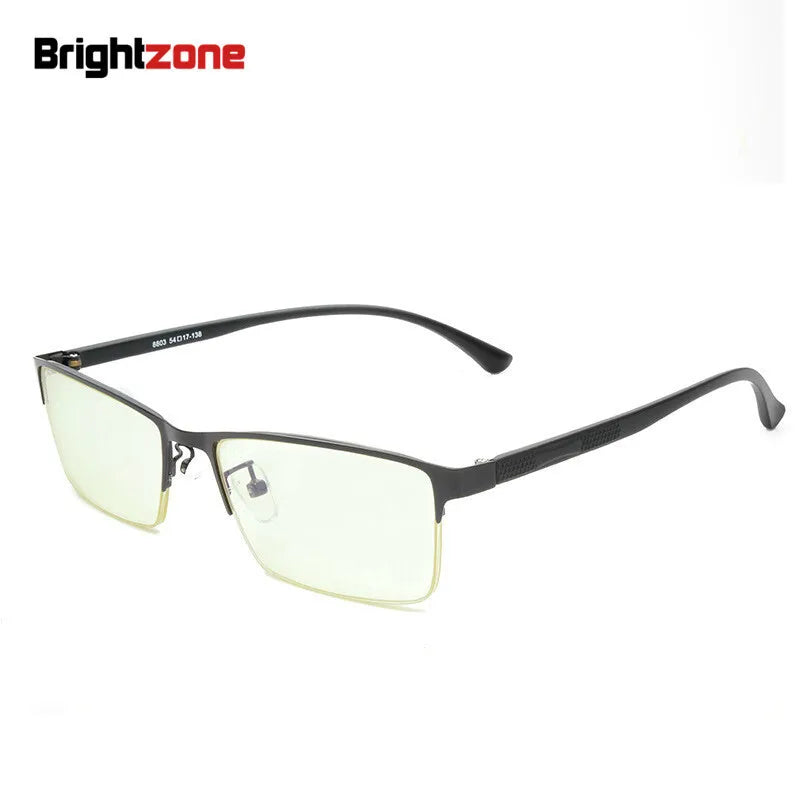 Brightzone Unisex Semi-Rim Square Alloy Eyeglasses Frame 48803 - Lightweight & Durable for Work, Reading & Fashion