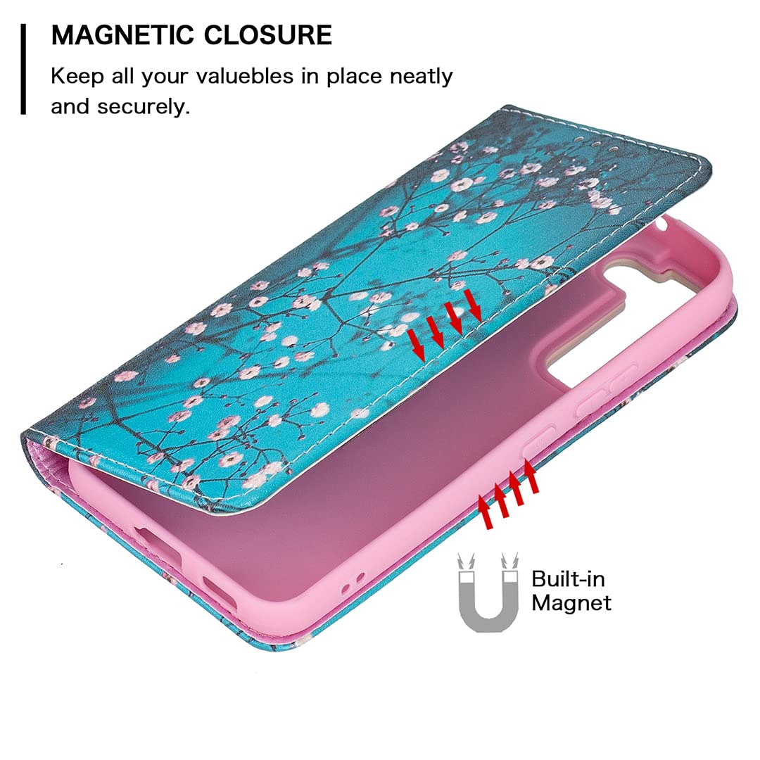 Samsung Galaxy S22 Flip Case with Butterfly Animal Pattern - PU Leather Wallet Cover with Magnetic Closure & Kickstand | Perfect for Everyday Use, Travel, and Work