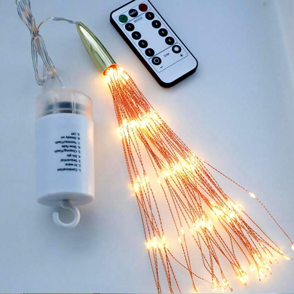 2 Pack Starburst Sphere Fairy Lights - 200 LED Firework Lights with 8 Modes & Dimmable Remote Control, Waterproof Copper Wire Hanging Lights for Outdoor Patio, Garden, Christmas Decorations (Battery Operated) - Perfect for Parties, Weddings & Holiday Displays