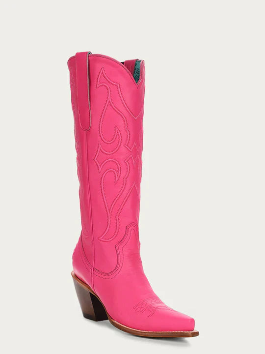 Z5157 Women's Embroidered Fuchsia Tall Top Snip Toe Cowboy Boots - Perfect for Western Rides, Country Concerts & Fashion Outfits