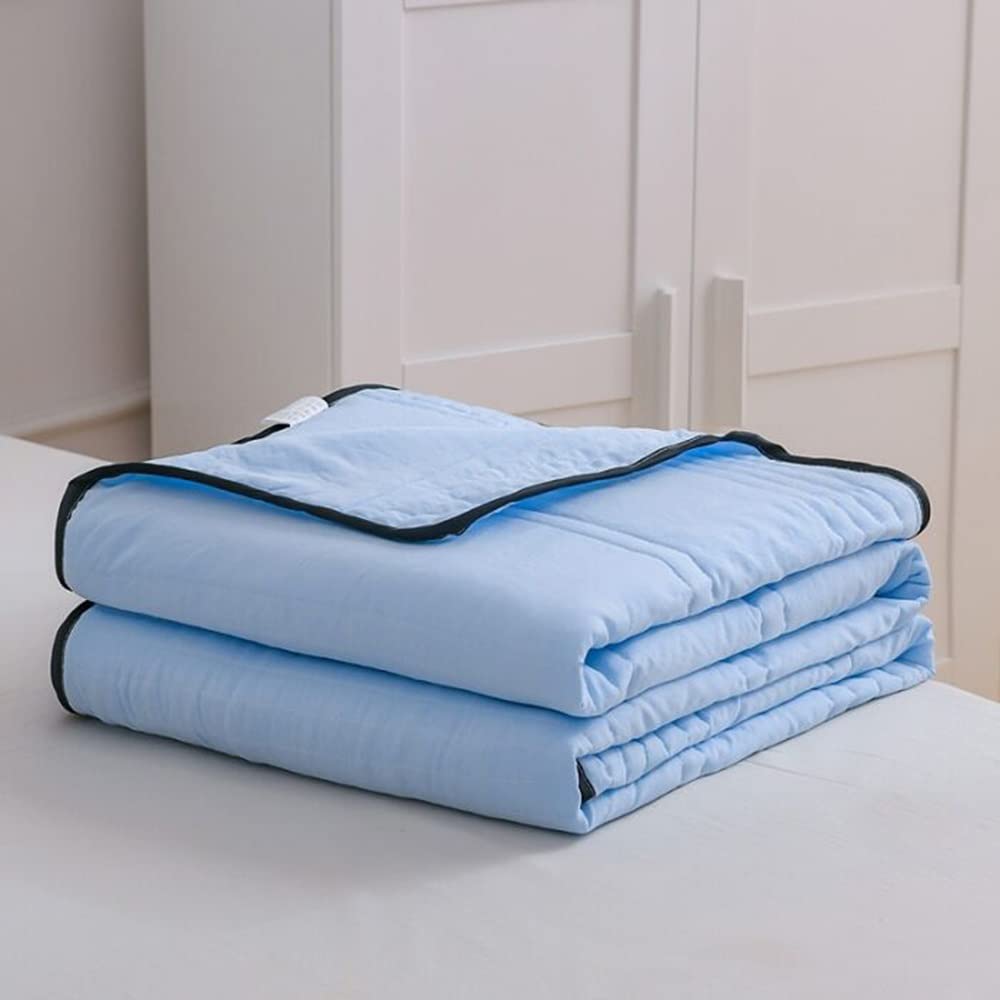 Premium Solid Summer Cooling Quilt Throw Blanket - Lightweight Air Conditioning Comforter for Sofa, Office, Bed & Travel - Single/Double Size 180x200cm (Color A) - Perfect for Hot Weather, AC Rooms & Outdoor Picnics