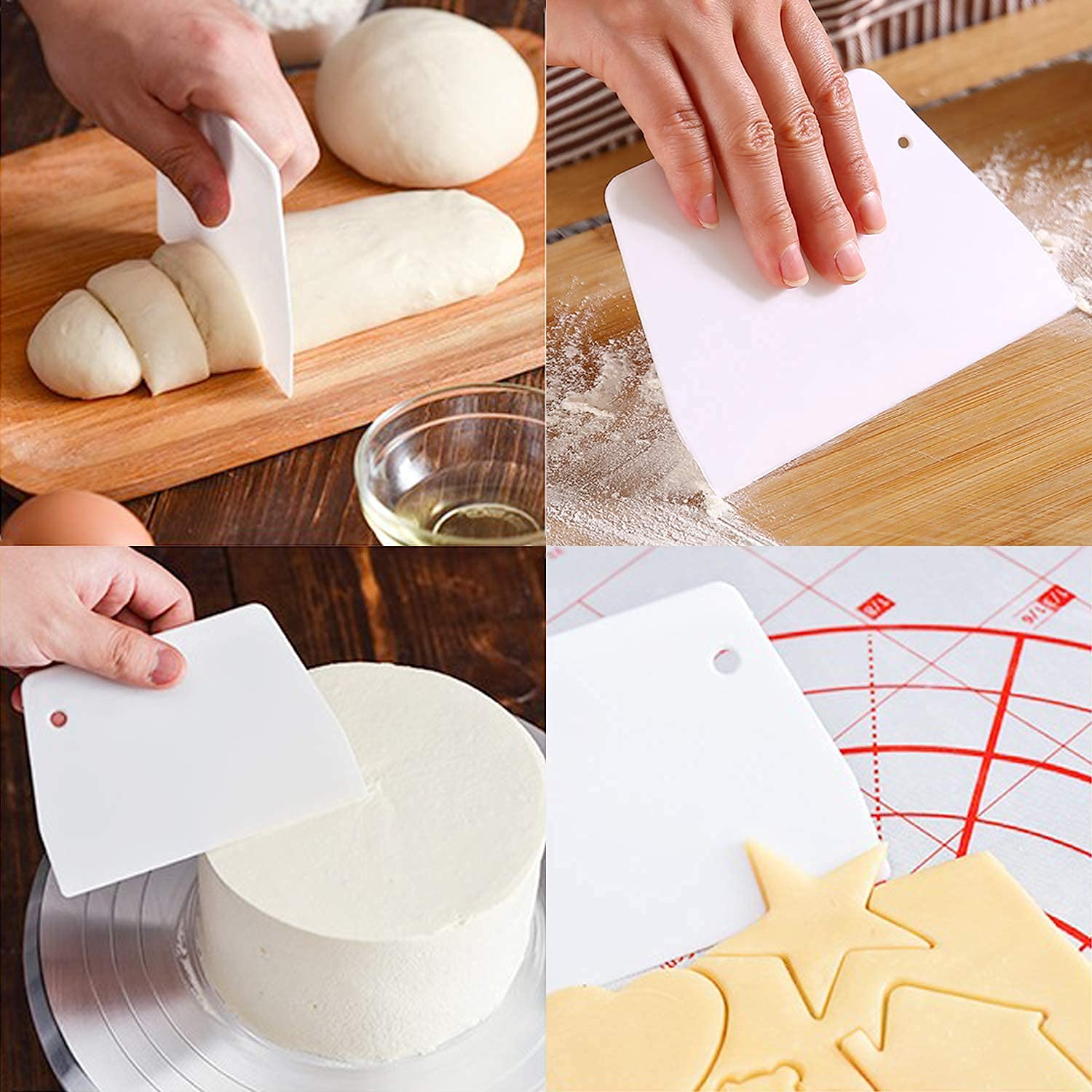 Anvin Cake Scraper Smoother Tool Set - 10 Pcs Plastic Icing Smoother & Frosting Scraper Combo for Buttercream Cake Decorating, Baking, Birthday Cakes - Perfect for Professional Bakers & Home Kitchen DIY Projects