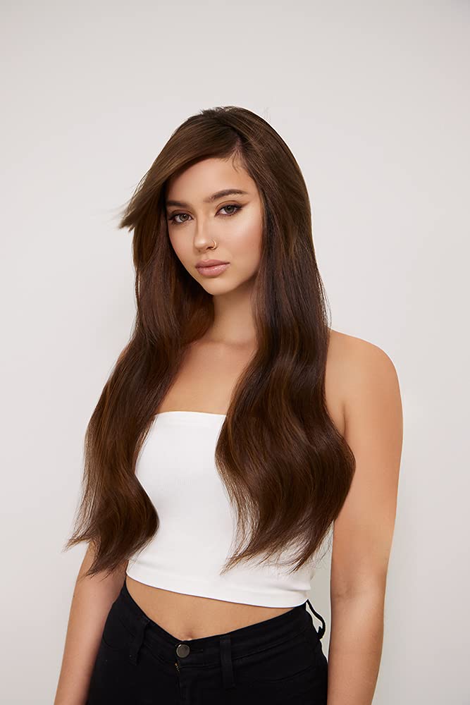 NINFAS 100% Virgin Cuticle Remy Human Hair Tape-In Extensions - Gold Line, #8 Light Golden Blonde, 22 Inch, 20 Pieces | Seamless Blending for Volume & Length | Perfect for Weddings, Parties & Daily Styling