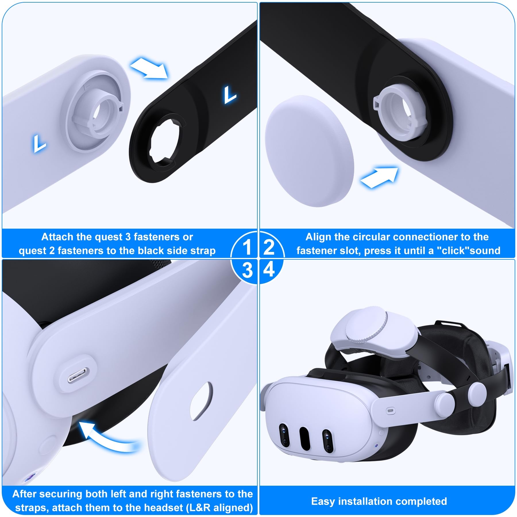 Meta Quest 3S/Quest 3/Quest 2 Comfort Head Strap - Adjustable VR Headset Accessory with Double Knobs for Enhanced Support & Pressure Relief | Perfect for Extended Gaming, VR Fitness & Immersive Experiences