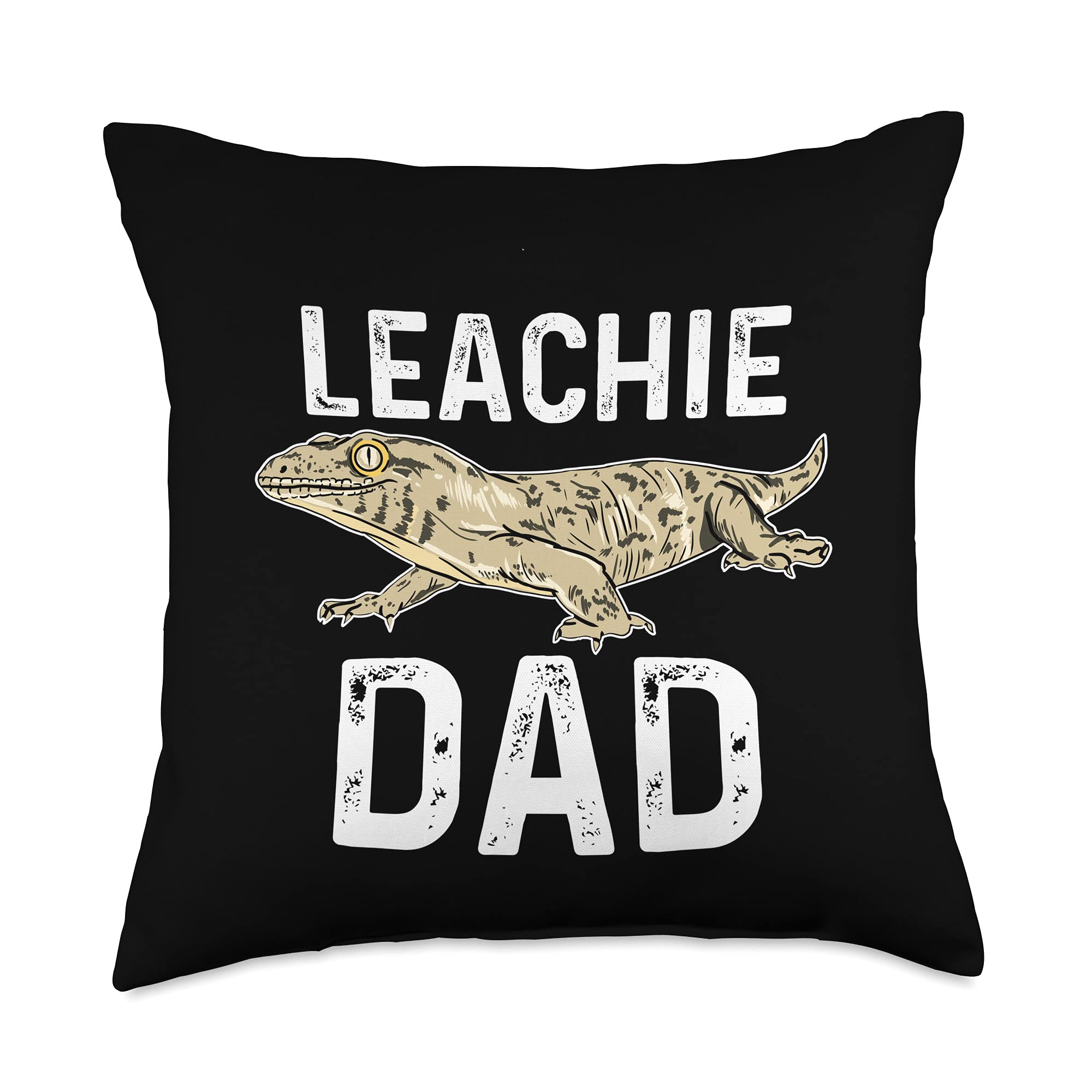 Leachie Gecko Throw Pillow 18x18 - Reptile Lover Gift for Dad