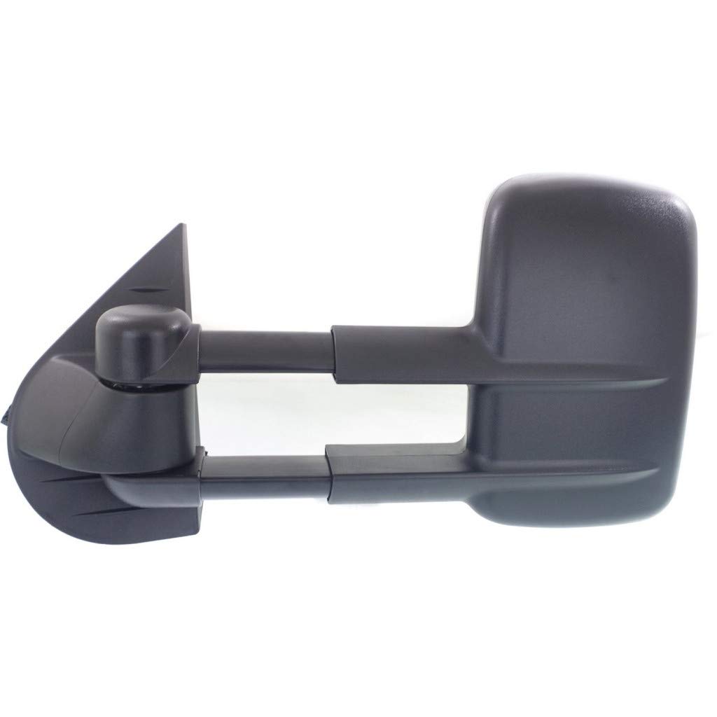 2007-2013 GMC Sierra 1500/2500 HD/3500 HD Towing Mirror - Driver Side Manual Folding Power Heated Textured Black Replacement for 20862098 GM1320354 | Perfect for Towing Trailers & Enhanced Visibility