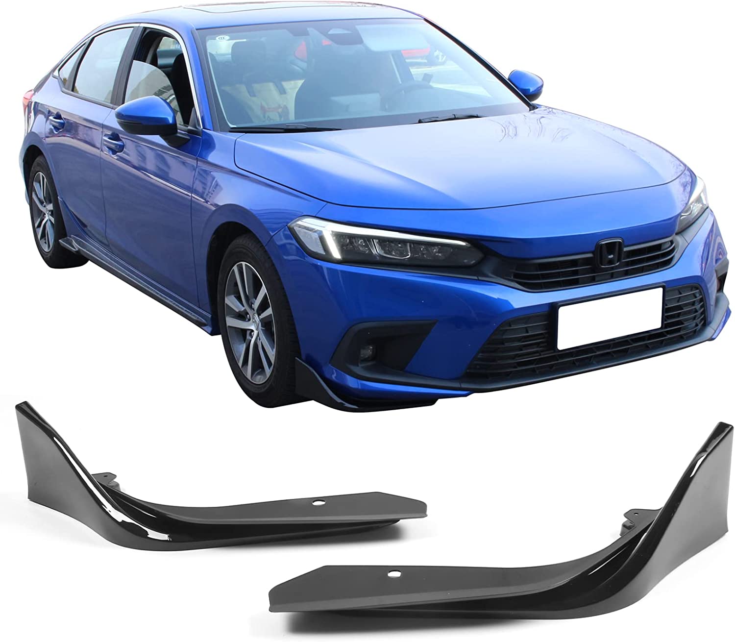 2022-2023 Honda Civic Sedan 11th Gen Modulo MD Style 2-Piece Front Bumper Lip Splitters - Upgrade Your Car's Aerodynamics & Sporty Look - Perfect for Street Racing & Car Shows
