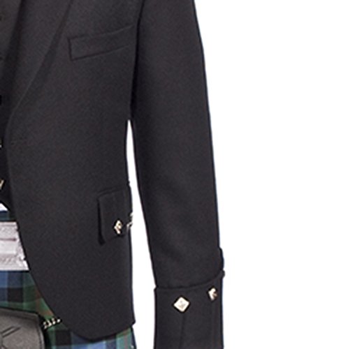 Premium Men's Scottish Barathea Wool Black Argyle Kilt Jacket - Formal Tailored Long Sleeve Coat for Weddings, Highland Games & Special Occasions