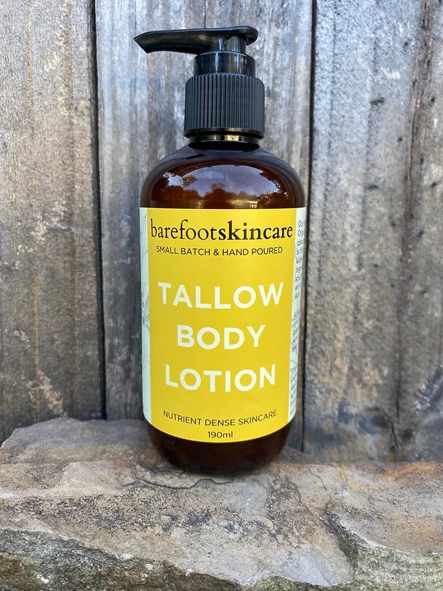 Organic Barefoot Skincare Tallow Body Lotion - Nourishing & Hydrating Moisturizer for Dry Skin - Perfect for Daily Use, Post-Workout Recovery & Spa Nights