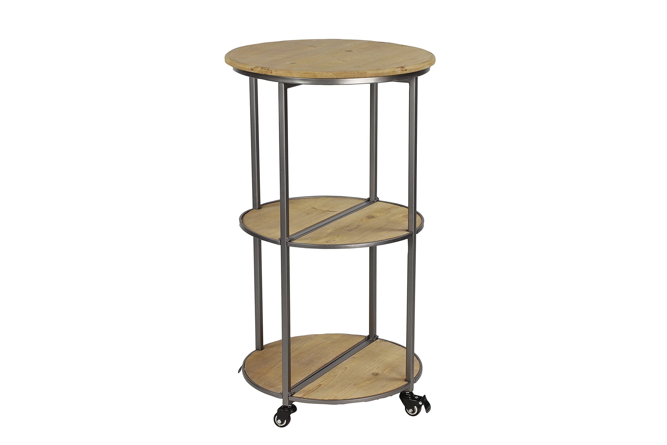 Farmhouse Style Wooden Square Bar Cart - 20x20x35 Inches Rustic Light Brown Rolling Serving Cart for Kitchen, Living Room, or Outdoor Entertaining