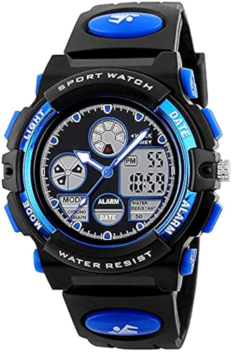 PASNEW Digital Sports Watch with LED Alarm, Calendar, Luminous Dials - Waterproof Outdoor Watch for Running, Hiking & Swimming