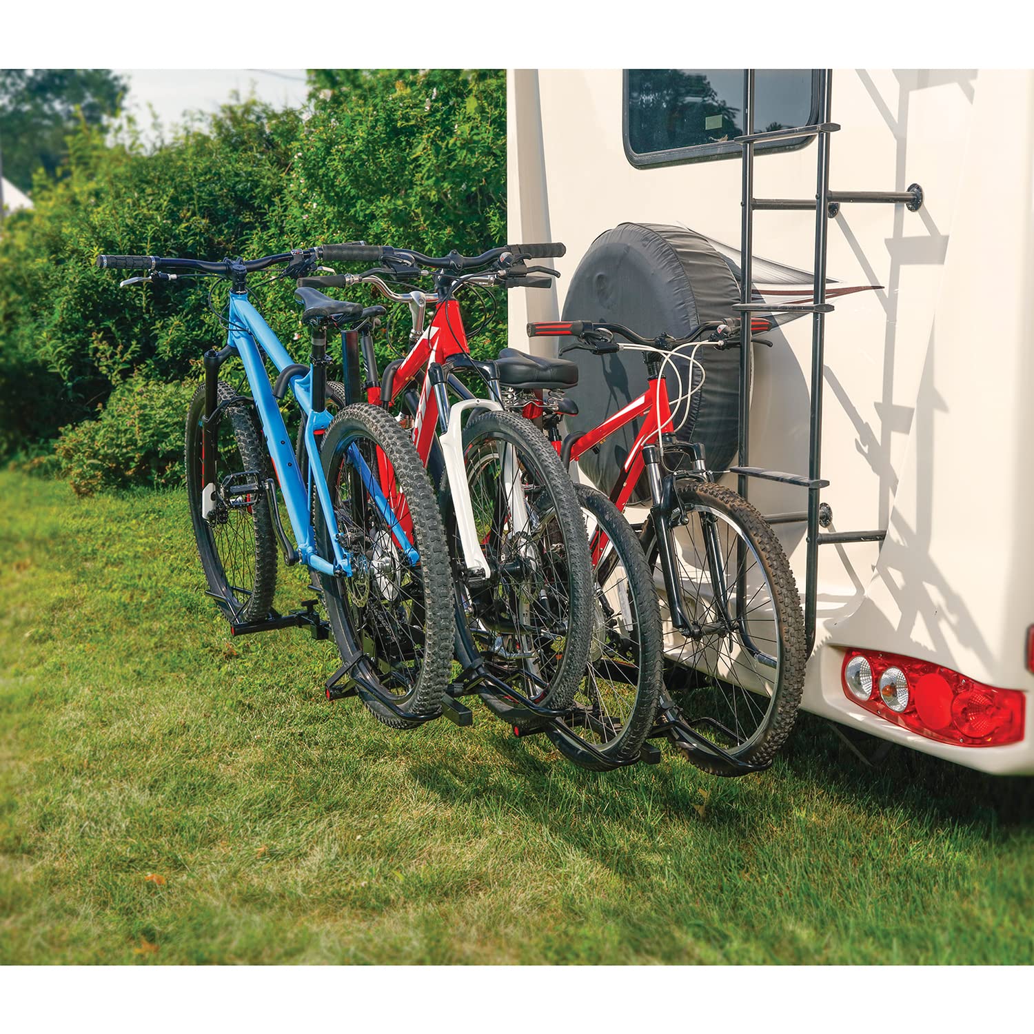 Reese 63138 Q-Slot 4-Bike Hitch Mount Rack - Heavy Duty Bicycle Carrier for Trucks, SUVs & RVs - Perfect for Road Trips, Camping & Outdoor Adventures