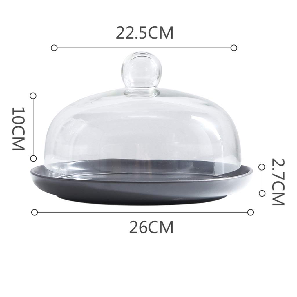 Premium 10-Inch Gray Cake Stand with Glass Cover - Versatile Serving Tray for Desserts, Cheese, Bread & Fruit Display - Ideal for Restaurants, Bakeries, Window Displays & Home Entertaining