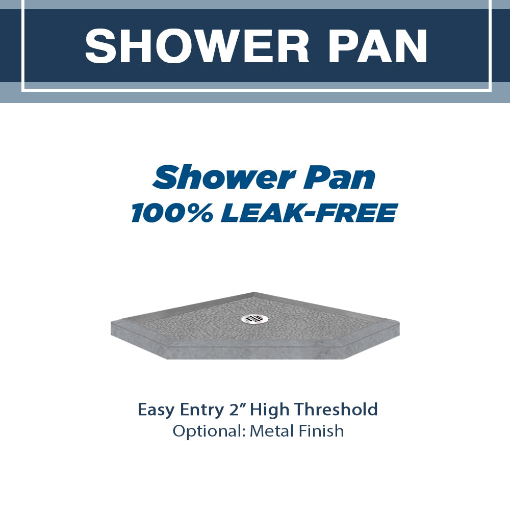 Grio Marble Pebble Neo Shower Enclosure Kit - Waterproof Bathroom Glass Door with Stainless Steel Frame for Modern Home & Spa Use