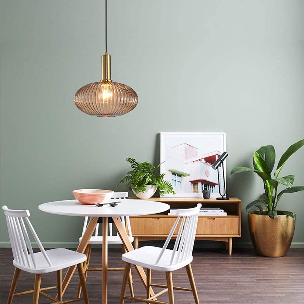 Modern Farmhouse Striped Glass Pendant Light - 11.81