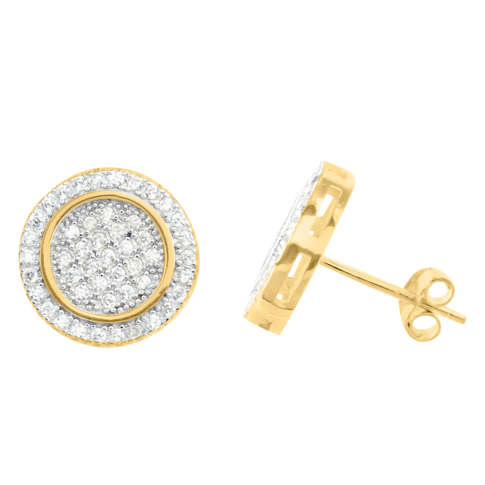 Round Gold Plated Silver Lab Diamond Stud Earrings for Women - Perfect for Weddings, Parties & Everyday Elegance