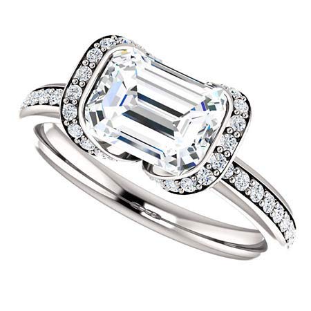 3 CT Emerald-Cut Colorless Moissanite Engagement Ring Set for Women - Sterling Silver Wedding Bridal Ring Set with Solitaire Prong Setting - Anniversary Promise Gift (Perfect for Proposals, Weddings & Special Occasions)