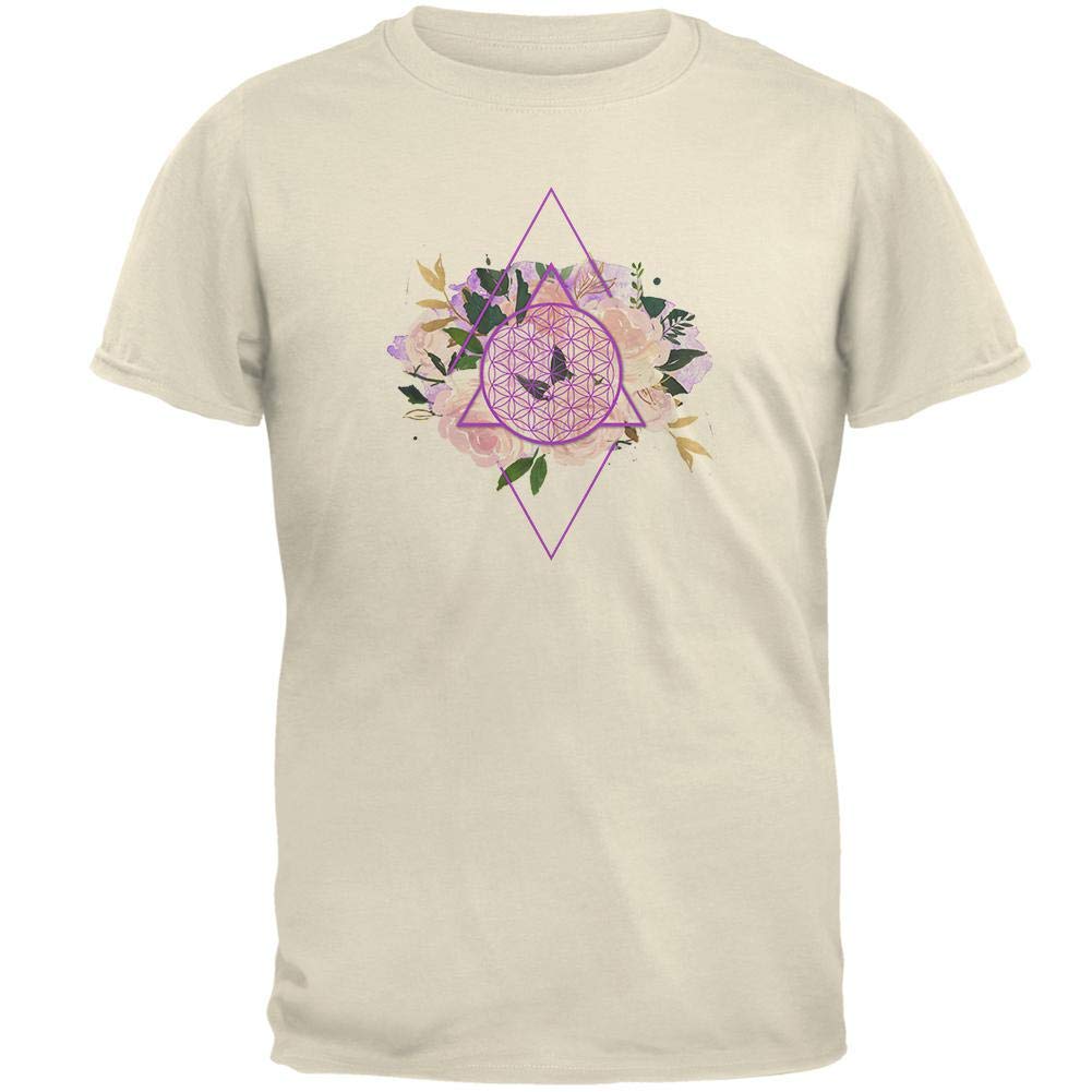 Old Glory Flower of Life Watercolor Geometric Print Men's T-Shirt - Natural Color, Size SM - Casual Wear, Street Style & Patriotic Outfits