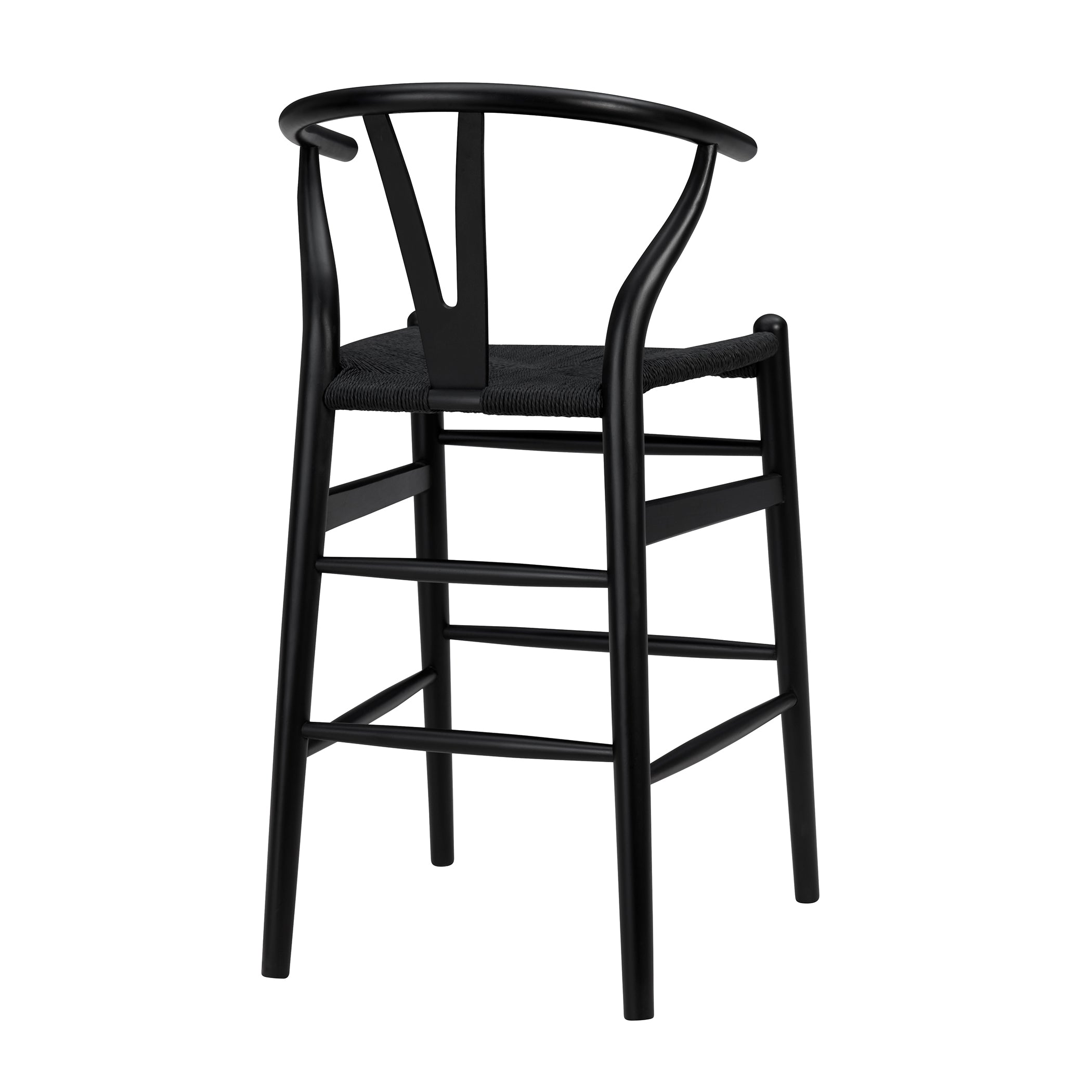 Evelina Black Wood Stained Counter Stool with Rush Seat - Perfect for Kitchen Island, Bar, and Dining Room Decor